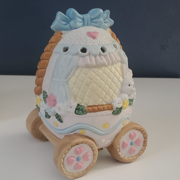 Vintage Easter Train Ceramic Porcelain Centerpiece “Be My Bunny Love” Pastel - Picture 5 of 15